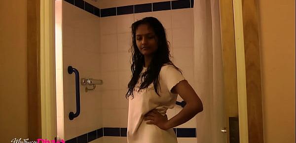  Dark Skin Indian Teen Beauty In Bathroom Taking Shower